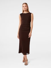 Forever New Brown Ally Sleeveless Mesh Midi Dress - Image 1 of 4