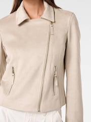 Forever New Natural Indie Vegan Suede Biker Jacket - Image 3 of 5
