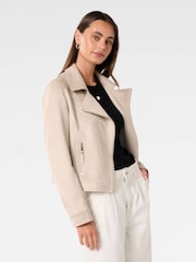 Forever New Natural Indie Vegan Suede Biker Jacket - Image 4 of 5