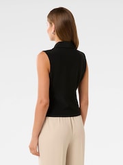 Forever New Black Vienna Zip Detail Collar Top - Image 2 of 5
