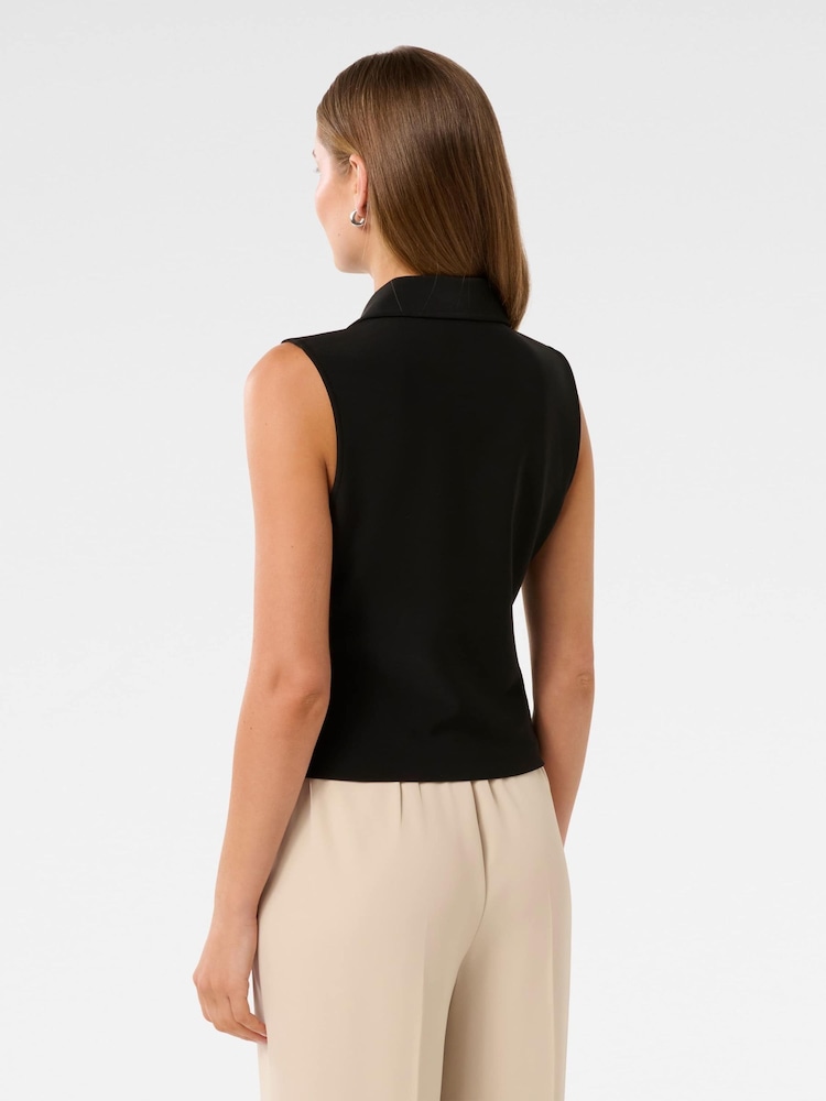 Forever New Black Vienna Zip Detail Collar Top - Image 2 of 5