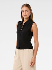 Forever New Black Vienna Zip Detail Collar Top - Image 4 of 5