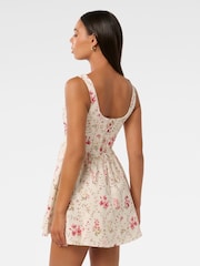 Forever New Cream Brielle Printed Lace-Up Mini Dress - Image 3 of 6