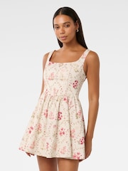 Forever New Cream Brielle Printed Lace-Up Mini Dress - Image 5 of 6
