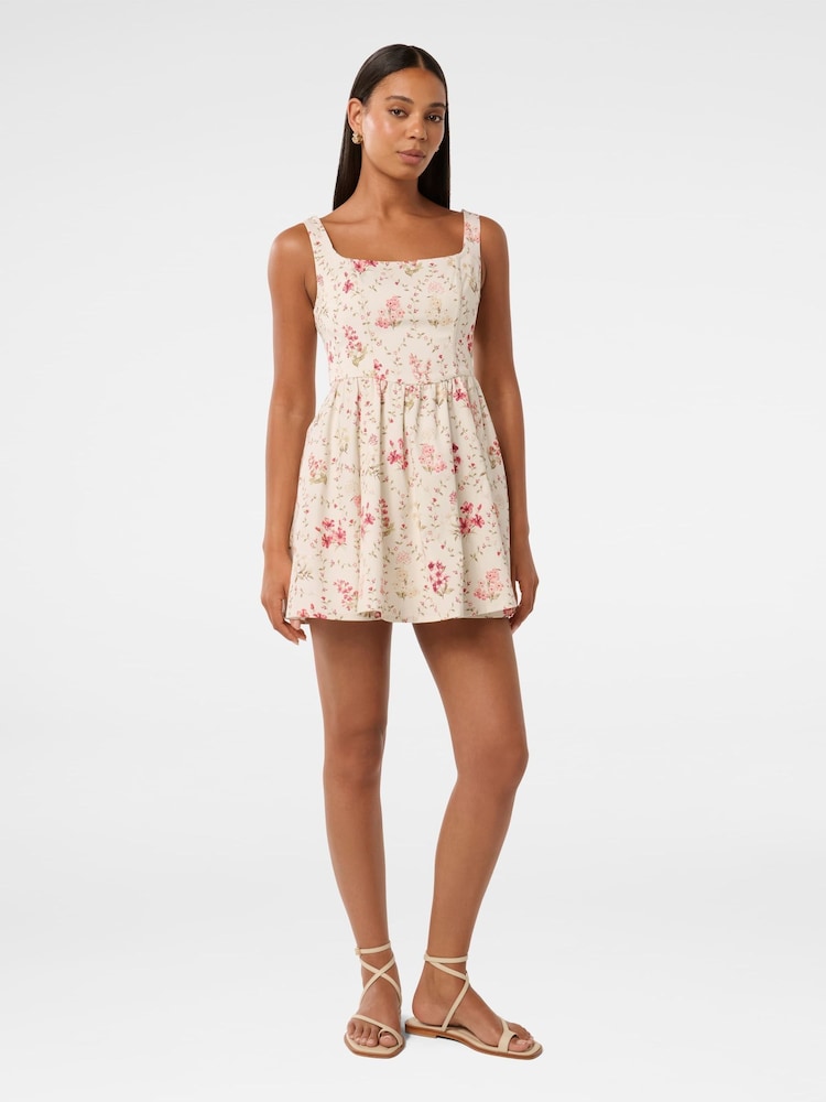 Forever New Cream Brielle Printed Lace-Up Mini Dress - Image 6 of 6