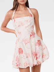 Forever New Harriet Halter Neck Bubble Mini Dress with a Touch of Linen - Image 3 of 5