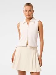 Forever New White Vienna Zip Detail Collar Top - Image 1 of 5