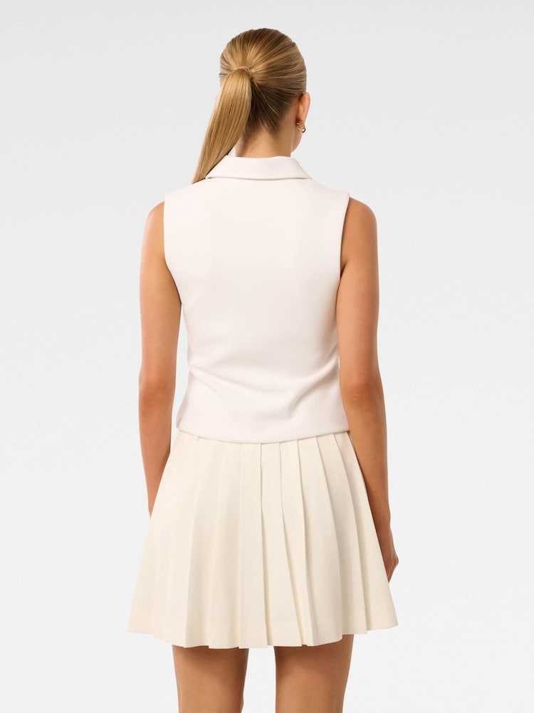 Forever New White Vienna Zip Detail Collar Top - Image 2 of 5