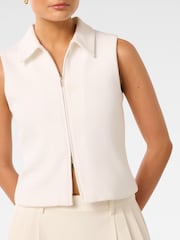 Forever New White Vienna Zip Detail Collar Top - Image 5 of 5