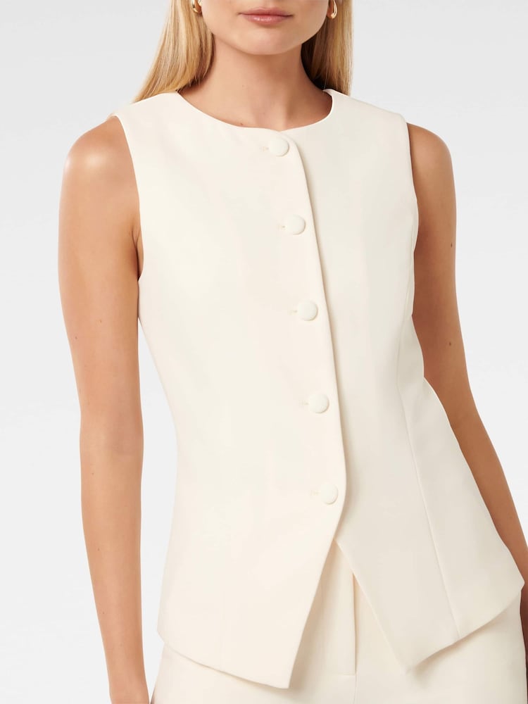 Forever New Cream Toni High Neck Waistcoat - Image 5 of 5