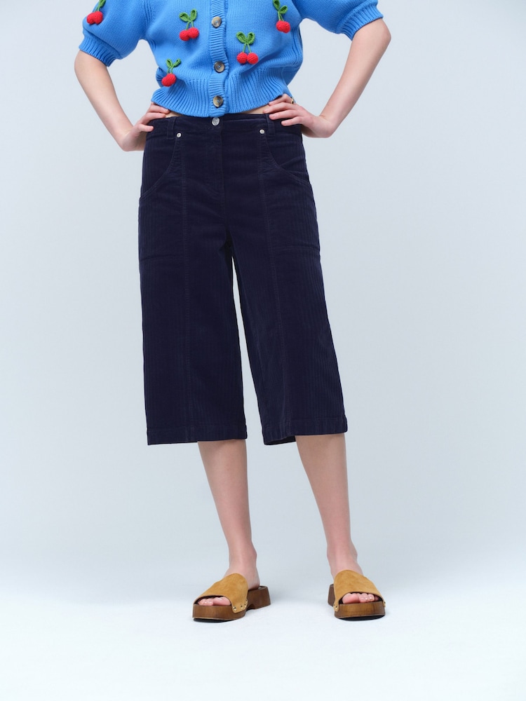 Navy Washed Cord Shorts - Image 2 of 4