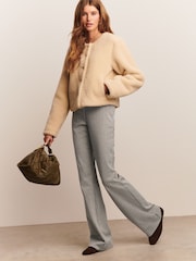 Mono Check Ponte Flared Trousers - Image 1 of 7
