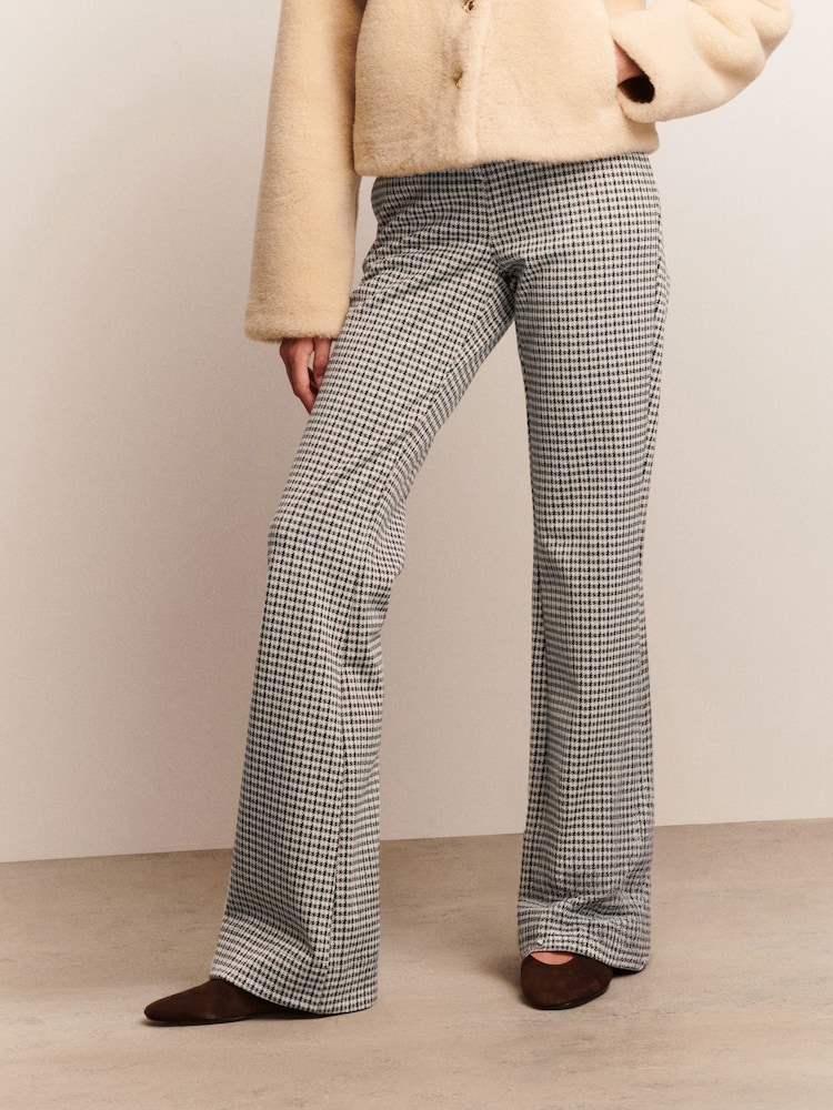 Mono Check Ponte Flared Trousers - Image 2 of 7