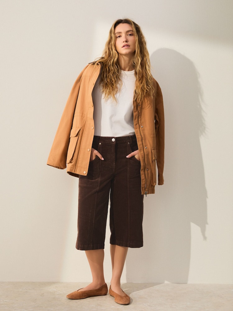 Brown Washed Cord Shorts - Image 1 of 8