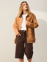 Brown Washed Cord Shorts - Image 2 of 8
