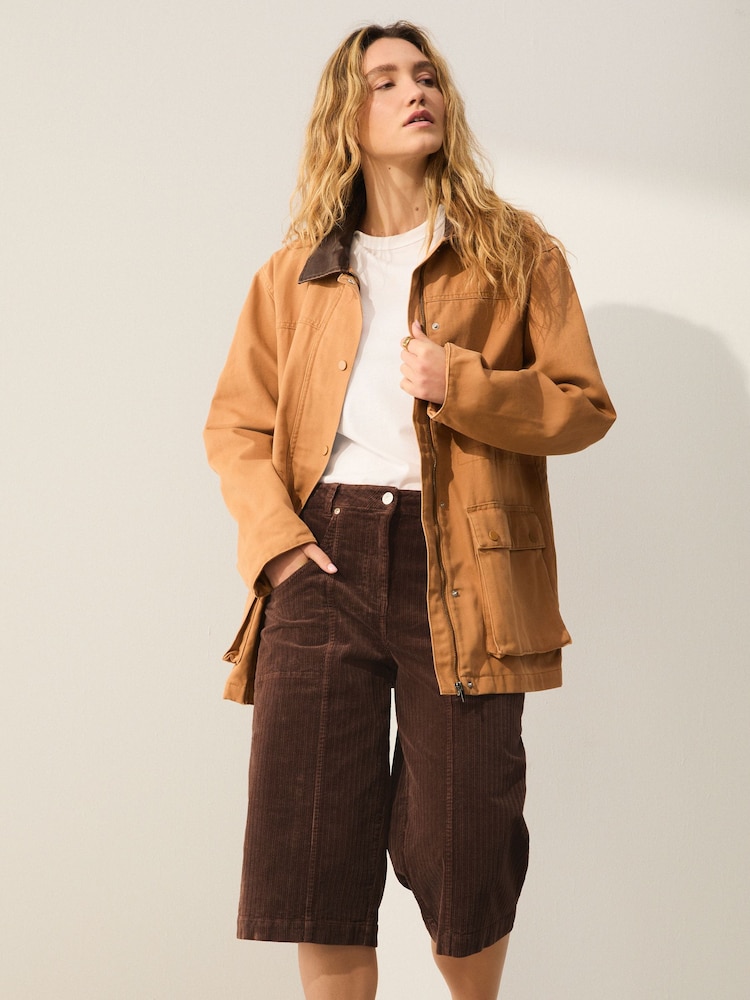 Brown Washed Cord Shorts - Image 2 of 8