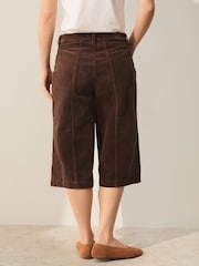 Brown Washed Cord Shorts - Image 3 of 8