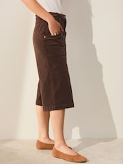 Brown Washed Cord Shorts - Image 4 of 8