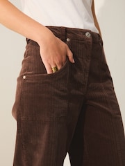 Brown Washed Cord Shorts - Image 5 of 8