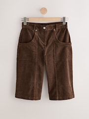 Brown Washed Cord Shorts - Image 6 of 8