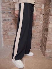 Threadbare Black Side Stripe Pull On Wide Leg Trousers - Image 5 of 5