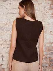 Threadbare Chocolate Brown Knitted Waistcoat - Image 2 of 5