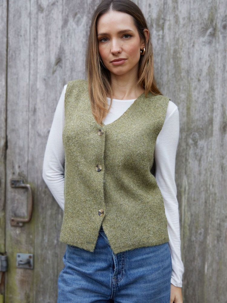 Threadbare Green Knitted Waistcoat - Image 1 of 4