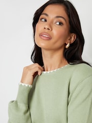 Threadbare Green Contrast Edge Balloon Sleeve Knitted Jumper - Image 4 of 5