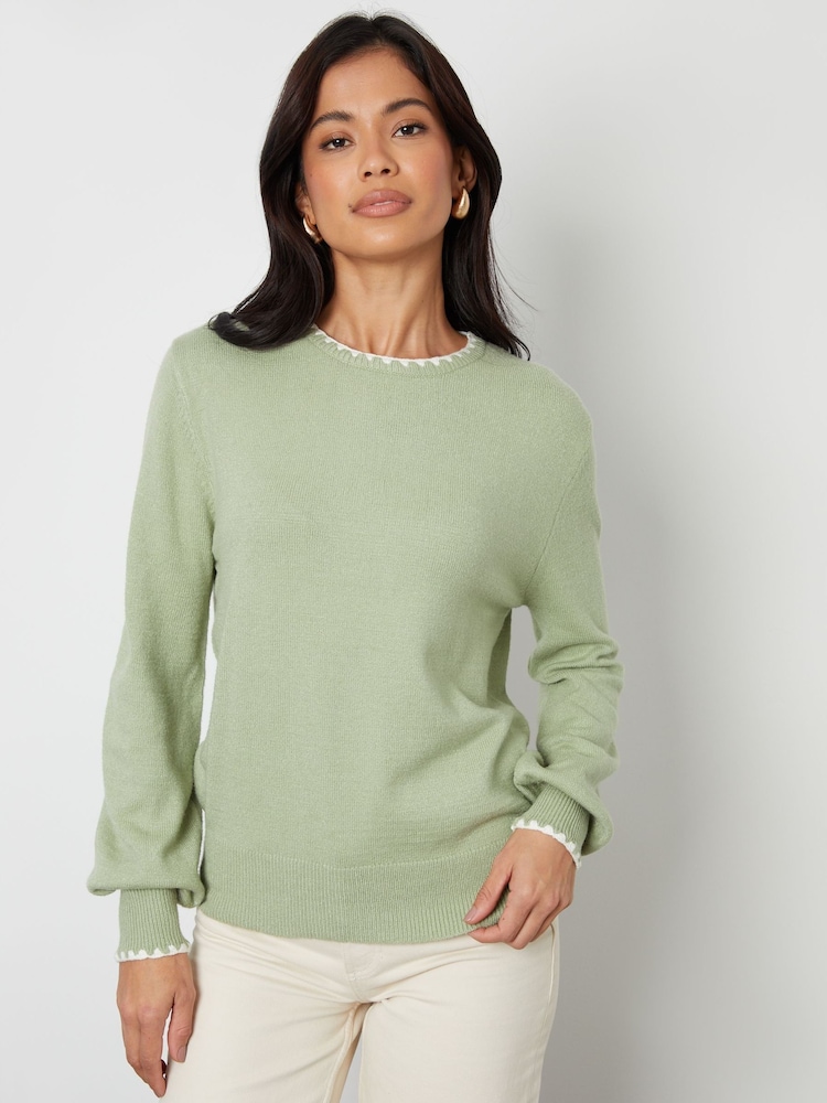 Threadbare Contrast Edge Balloon Sleeve Knitted Jumper - Imagen 5 de 5 Threadbare Contrast Edge Balloon Sleeve Knitted Jumper - Imagen 5 de 5