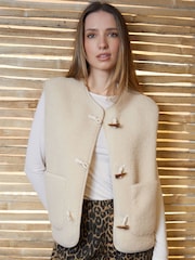 Crème - Veste Threadbare en polaire Borg bascule - Image 1 de 4
