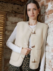 Crème - Veste Threadbare en polaire Borg bascule - Image 4 de 4