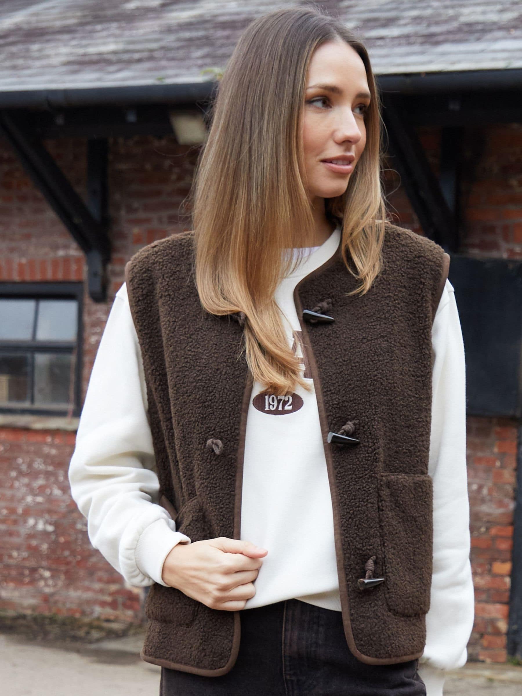 Buy Threadbare Chocolate Brown Toggle Fleece Borg Gilet from Next USA