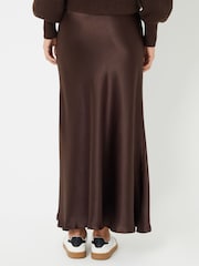 Threadbare Chocolate Brown Maxi Satin Slip Skirt - Image 2 of 4