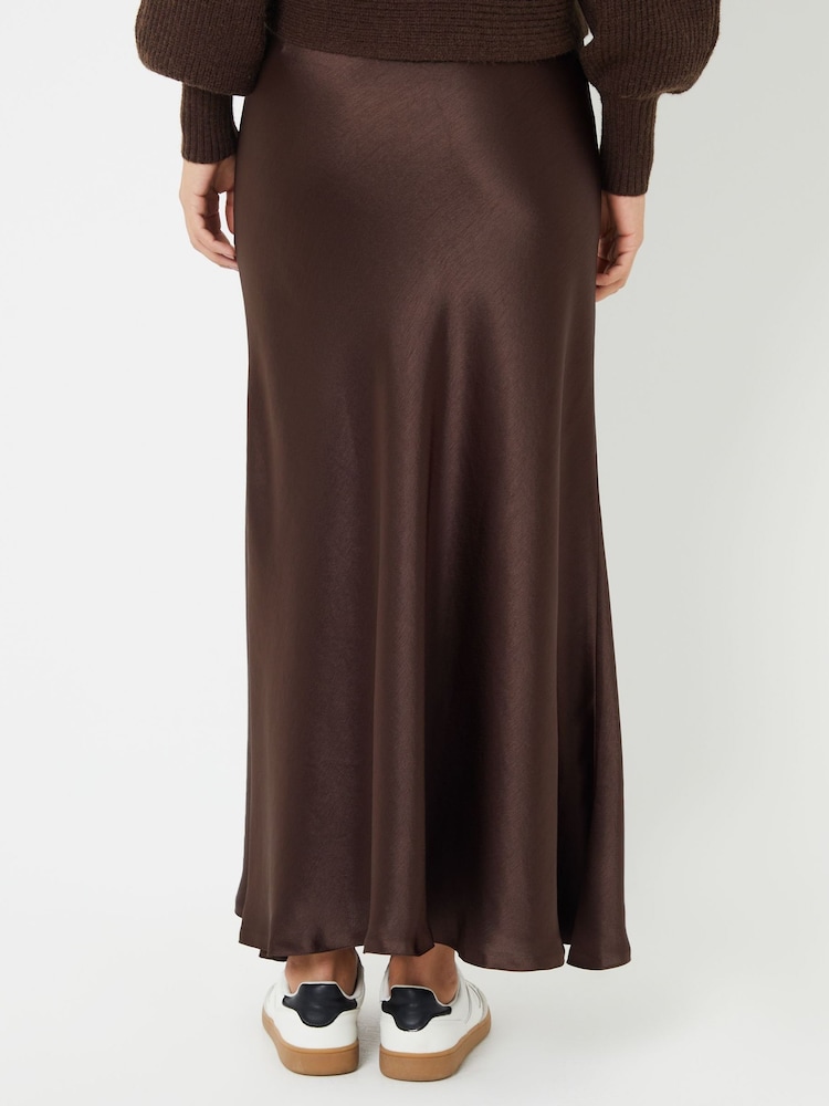 Threadbare Chocolate Brown Maxi Satin Slip Skirt - Image 2 of 4