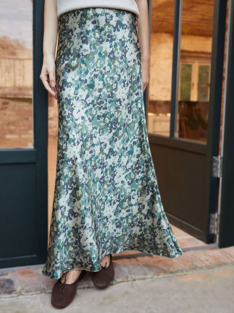 Threadbare Light Green Maxi Satin Slip Skirt - Image 1 of 4