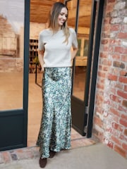 Threadbare Light Green Maxi Satin Slip Skirt - Image 4 of 4
