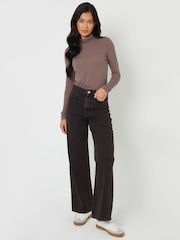 Threadbare Light Brown Wide Leg 100% Cotton Jeans - Image 2 of 4