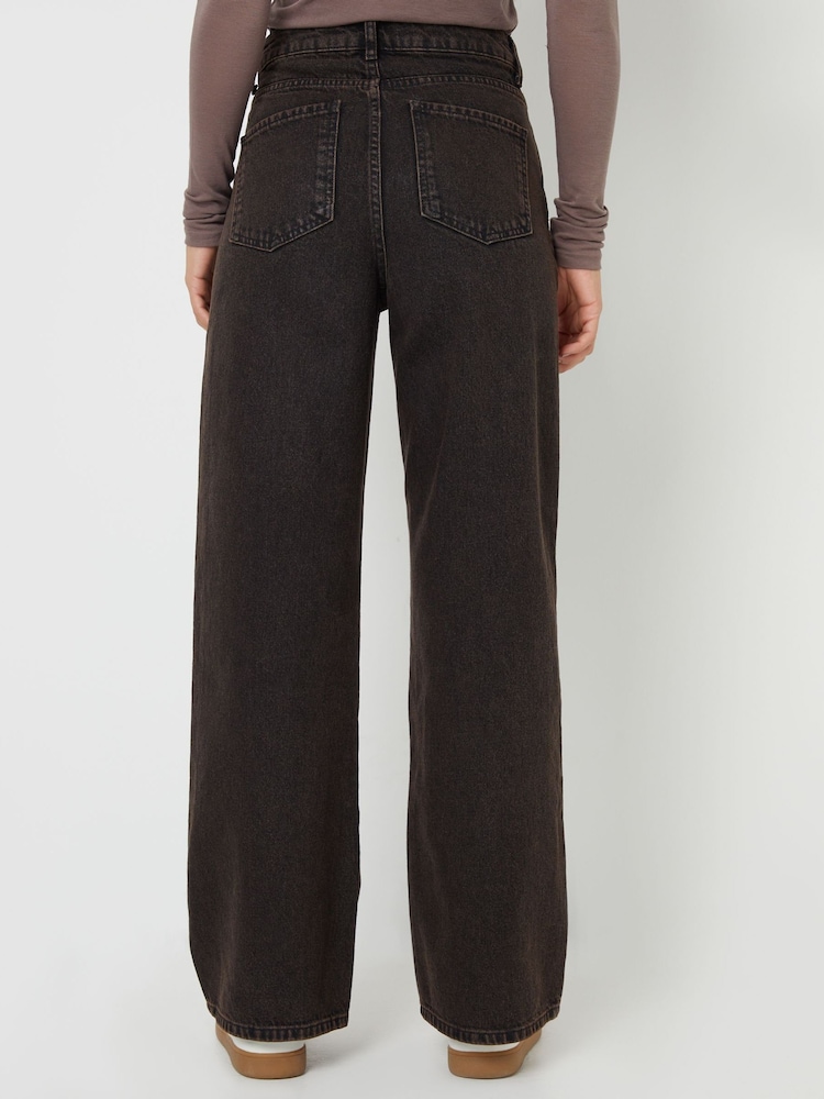 Threadbare Light Brown Wide Leg 100% Cotton Jeans - Image 4 of 4