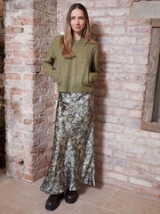 Threadbare Green Zip-Up Cable Knit Bomber Jacket - Image 3 of 5