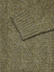 Threadbare Green Zip-Up Cable Knit Bomber Jacket - Image 5 of 5