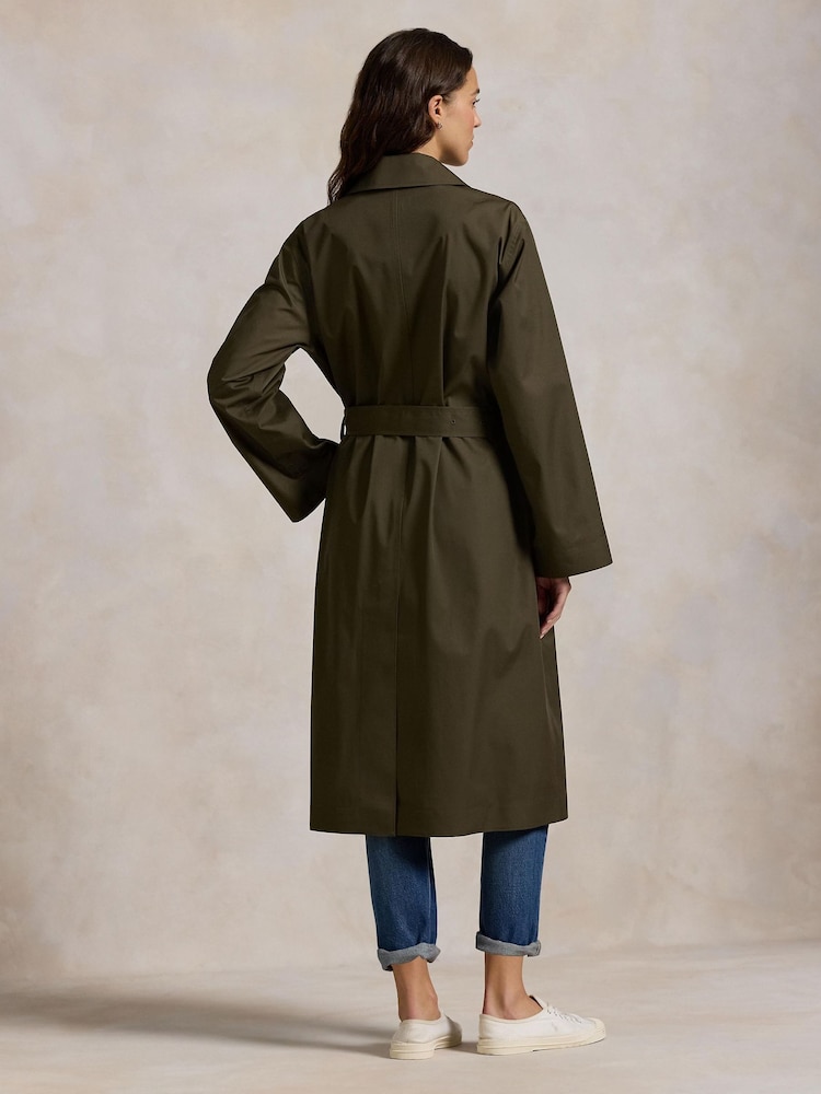 Polo Ralph Lauren Green Water Resistant Twill Long Car Coat - Image 2 of 6