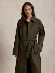 Polo Ralph Lauren Green Water Resistant Twill Long Car Coat - Image 3 of 6