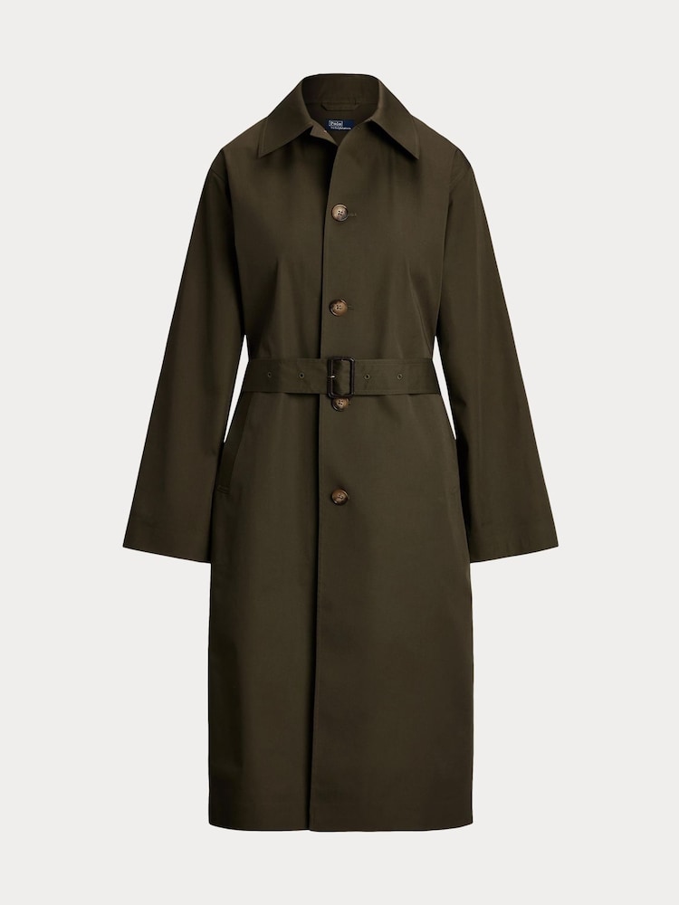 Polo Ralph Lauren Green Water Resistant Twill Long Car Coat - Image 6 of 6