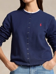Polo Ralph Lauren Blue French Terry Cardigan - Image 4 of 5