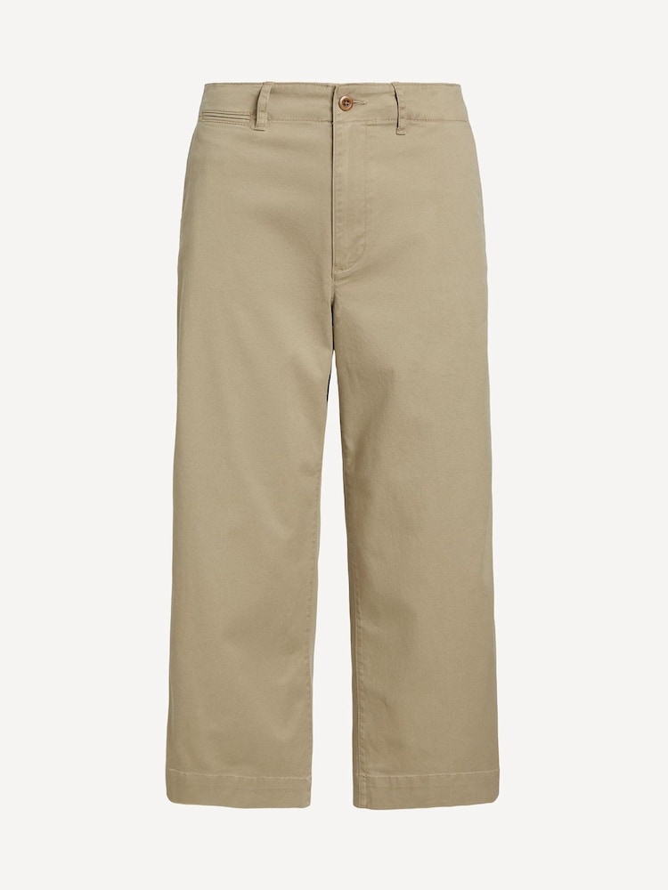 Polo Ralph Lauren Green Twill Wide-Leg Cropped Trousers - Image 5 of 5