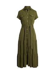 Polo Ralph Lauren Green Belted Tiered Shirt Dress - Image 5 of 5