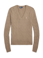 Polo Ralph Lauren Brown Cable-Knit Cotton V-Neck Sweater - Image 5 of 5