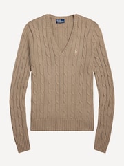 Polo Ralph Lauren Beige Cable-Knit Cotton V-Neck Sweater - Image 7 of 7