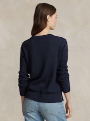 Polo Ralph Lauren Blue Polo Bear Cotton Linen Sweater - Image 2 of 5