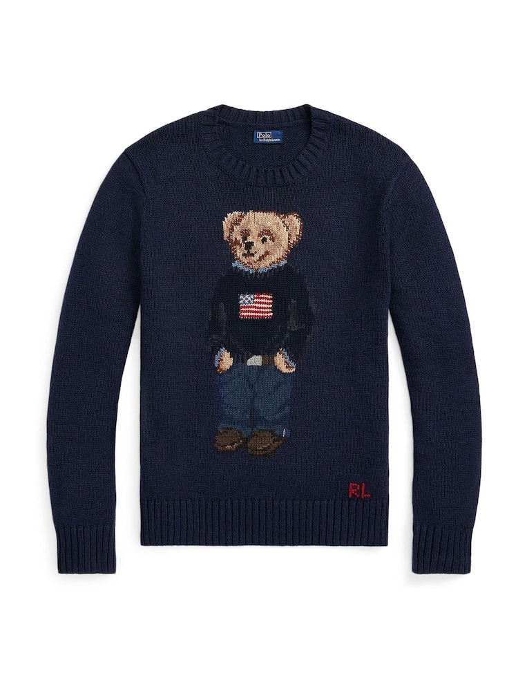 Polo Ralph Lauren Blue Polo Bear Cotton Linen Sweater - Image 5 of 5